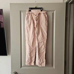 Sienna Sky Pink and White Stripe Tie Waist Pants Size Medium